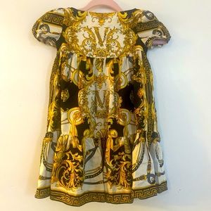 Girls Versace Baroque print dress